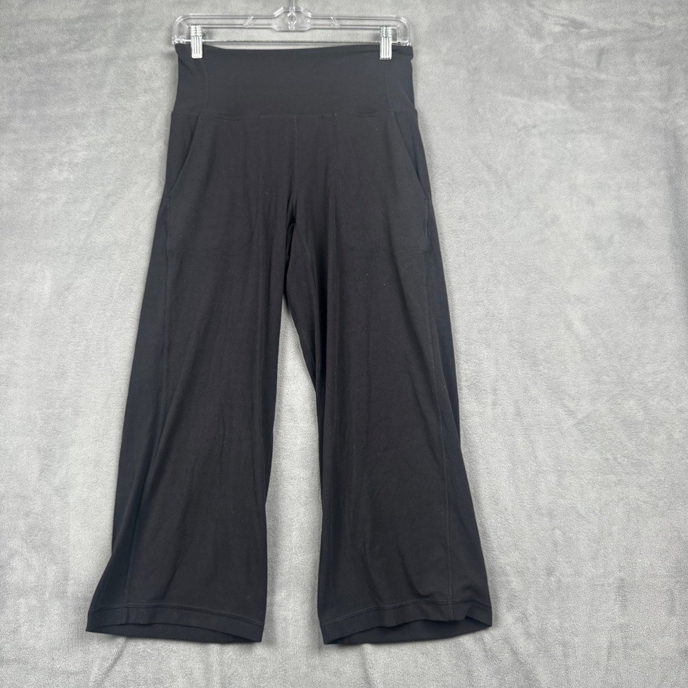 Lululemon Black High Rise Wide Leg Crop Pants with Pockets